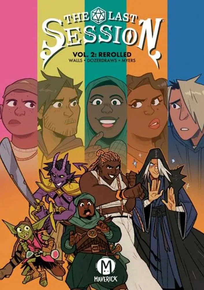 Comic book cover from Last Session TPB Volume 02 Rerolled with diverse characters and vibrant fantasy art