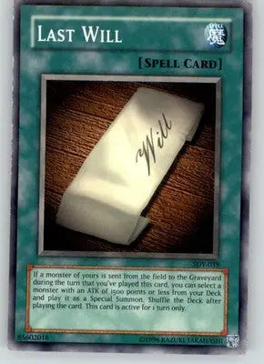 Last Will - Starter Deck: Yugi - SDY-039 - Heavily Played - Yu-Gi-Oh! Card Single