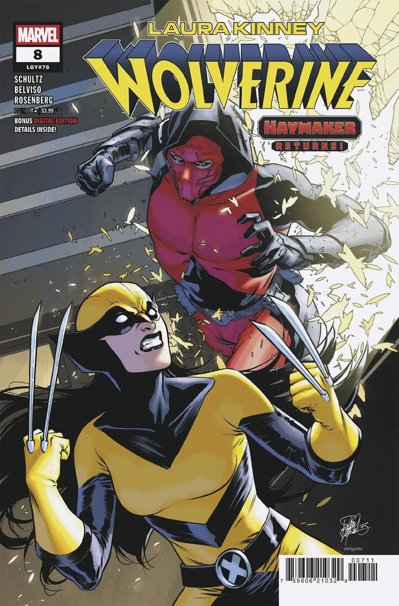 Comic book cover featuring Laura Kinney Wolverine and Haymaker Returns in Laura Kinney Wolverine #8