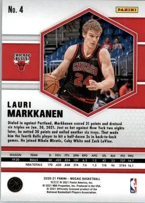 Lauri Markkanen - 2020-21 Panini Mosaic - #4 - Basketball - Basketball Card Single