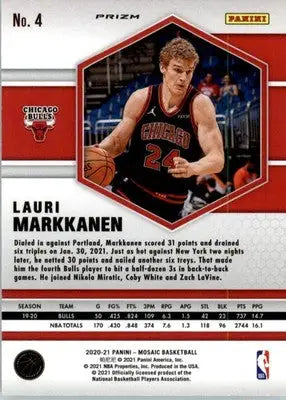 Lauri Markkanen - 2020-21 Panini Mosaic - #4 - Silver Basketball - Basketball Card Single