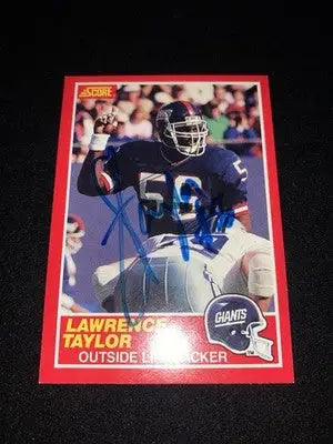 Lawrence Taylor 1989 SCORE #192 SIGNED CARD AUTOGRAPH JSA Auto NY Giants - Football Card Single