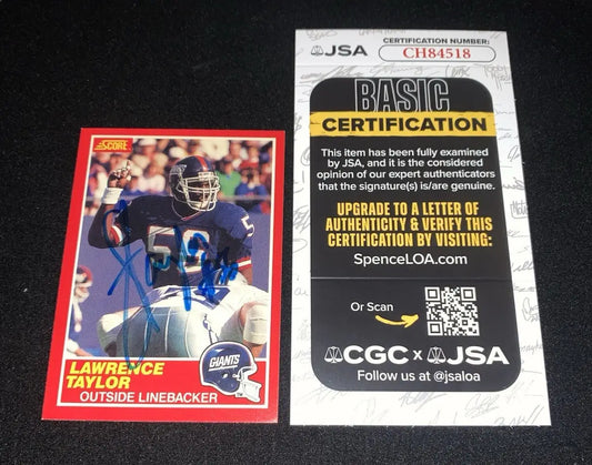 Lawrence Taylor 1989 SCORE #192 SIGNED CARD AUTOGRAPH JSA Auto NY Giants - Football Card Single