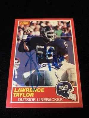 Lawrence Taylor 1989 SCORE #192 SIGNED CARD AUTOGRAPH JSA Auto NY Giants - Football Card Single