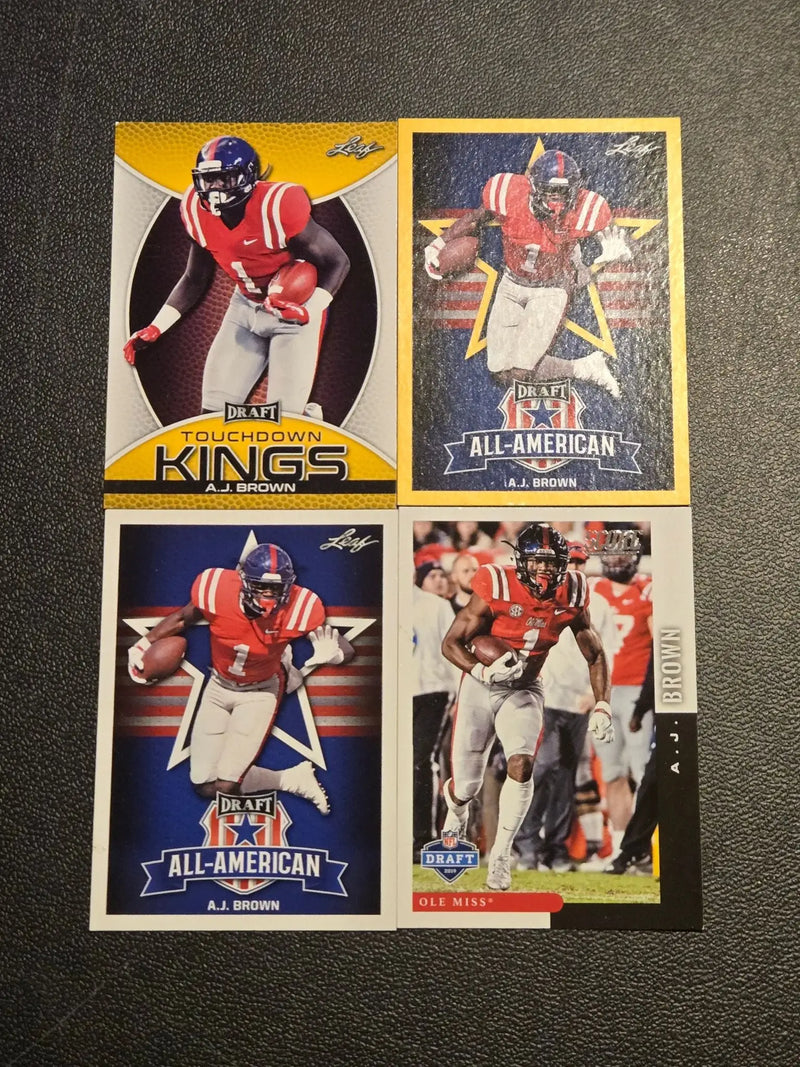 Leaf Draft AJ Brown Trading Card Lot of 4 Ole Miss Touchdown Kings All American - Football Card Single
