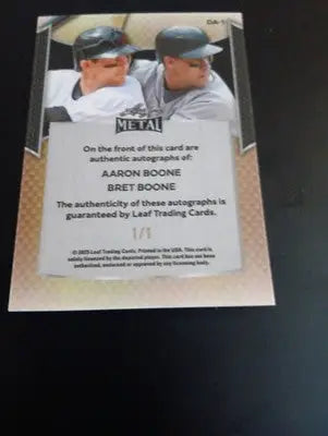 Leaf Metal - 1/1 Boone Dual Auto NY Yankees. Bret & Aaron Boone. RARE! EX+-NRMT - Baseball Card Single
