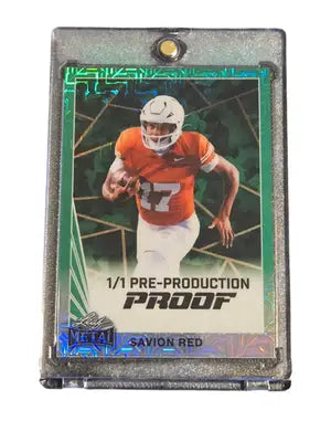 Leaf Metal Football 1/1 Pre-Production Proof Savion Red Green Holo Rare Card - Football Card Single
