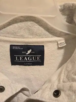 League Sweatshirt Mens L Quinnipiac Pullover Snap Mock Neck White Fleece - Apparel