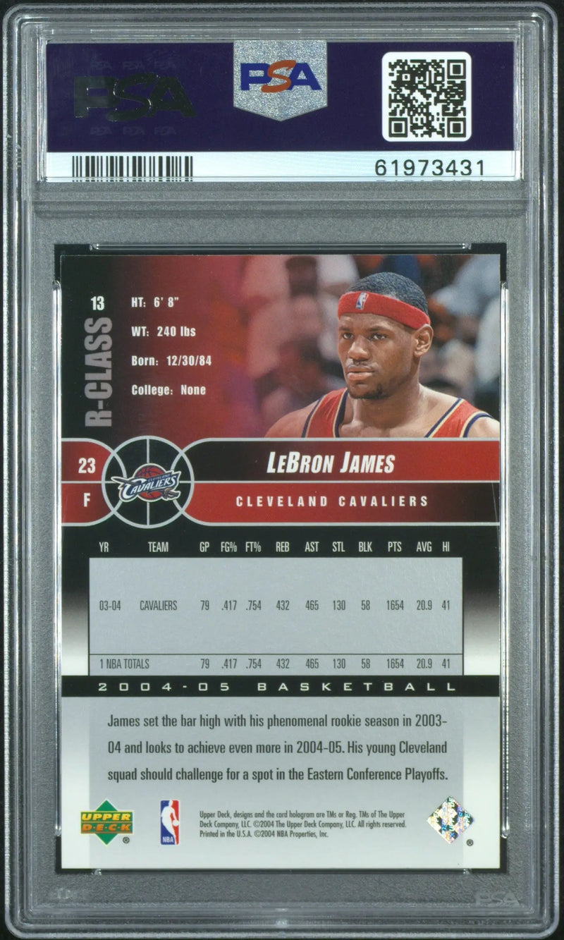 LeBron James 2004 Upper Deck R-Class #13 PSA 10 Gem Mint - Basketball Card Single