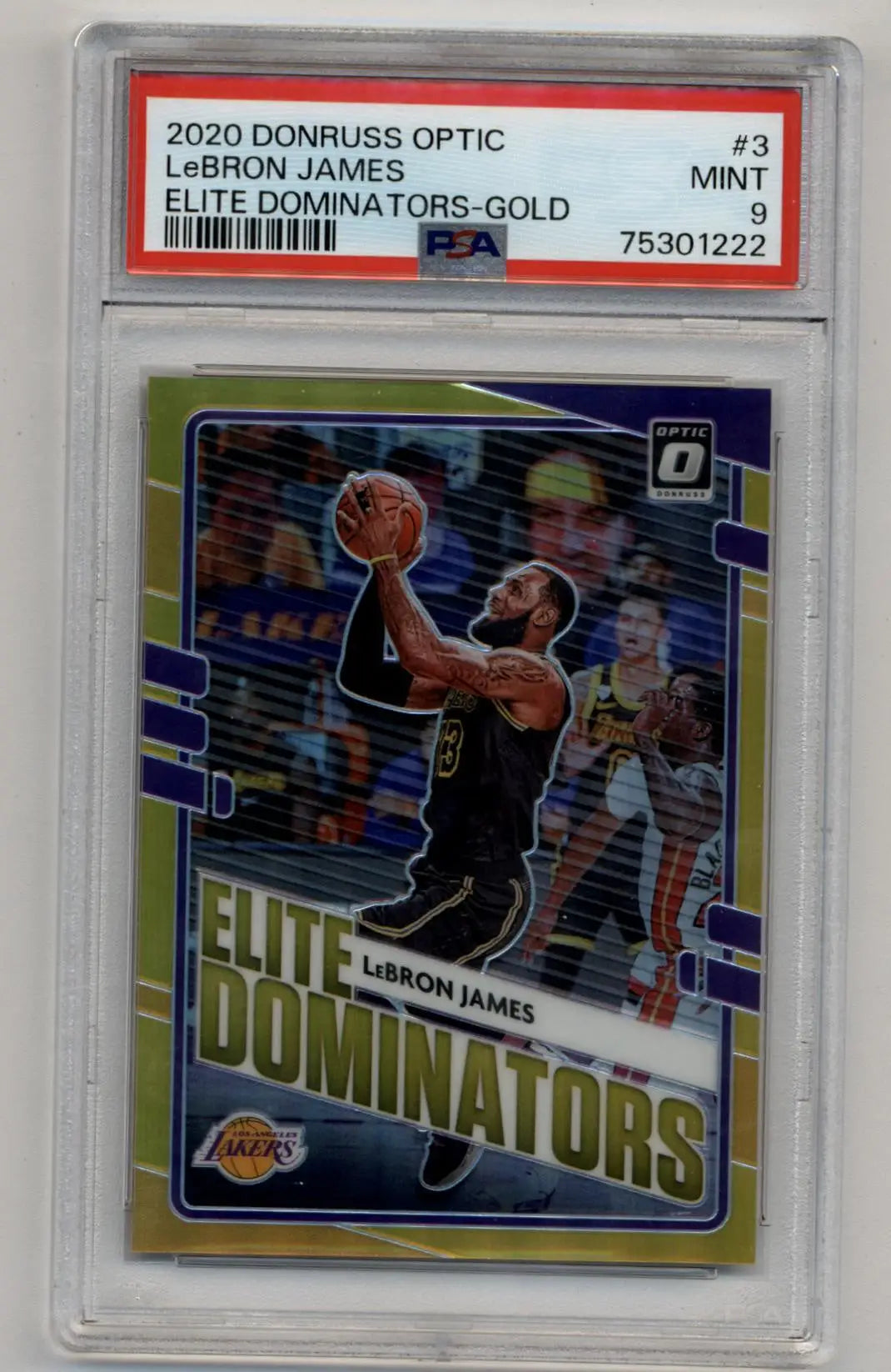 LeBron James 2020-21 Optic Elite Dominators Gold 10/10 PSA 9 Mint - Basketball Card Single