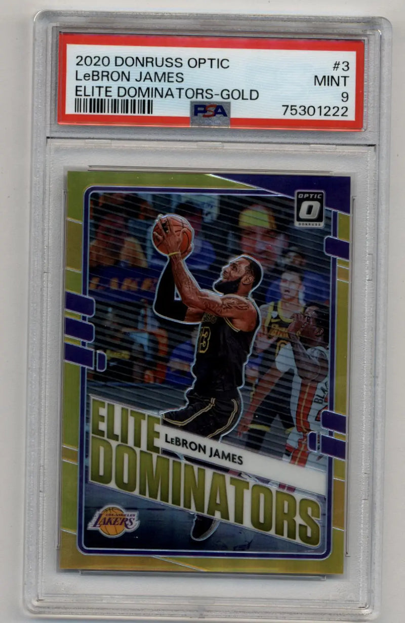 LeBron James 2020-21 Optic Elite Dominators Gold 10/10 PSA 9 Mint - Basketball Card Single