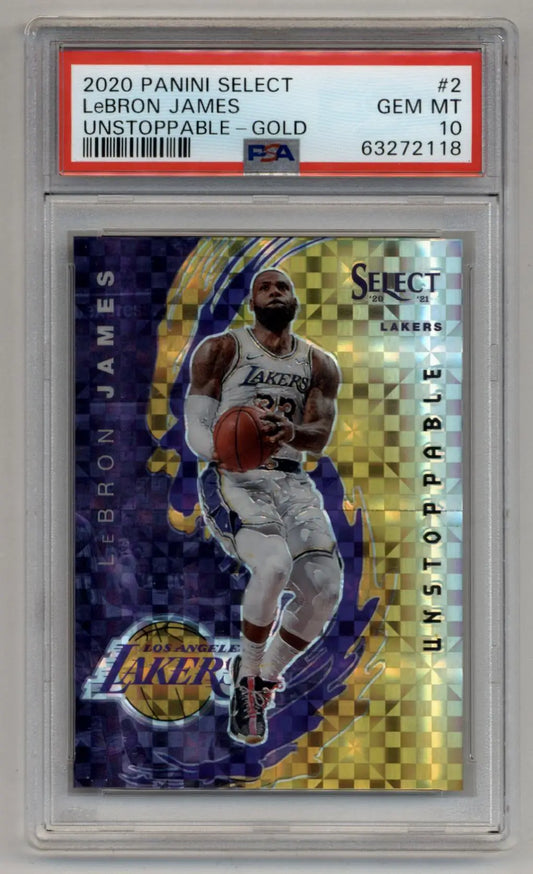 LeBron James 2020-21 Select Unstoppable Gold 07/10 #2 PSA 10 Gem Mint - Basketball Card Single