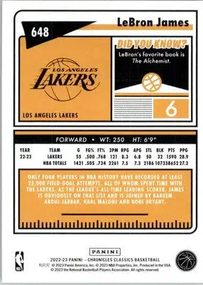 LeBron James - 2022-23 Panini Chronicles - #648 - Basketball - Basketball Card Single