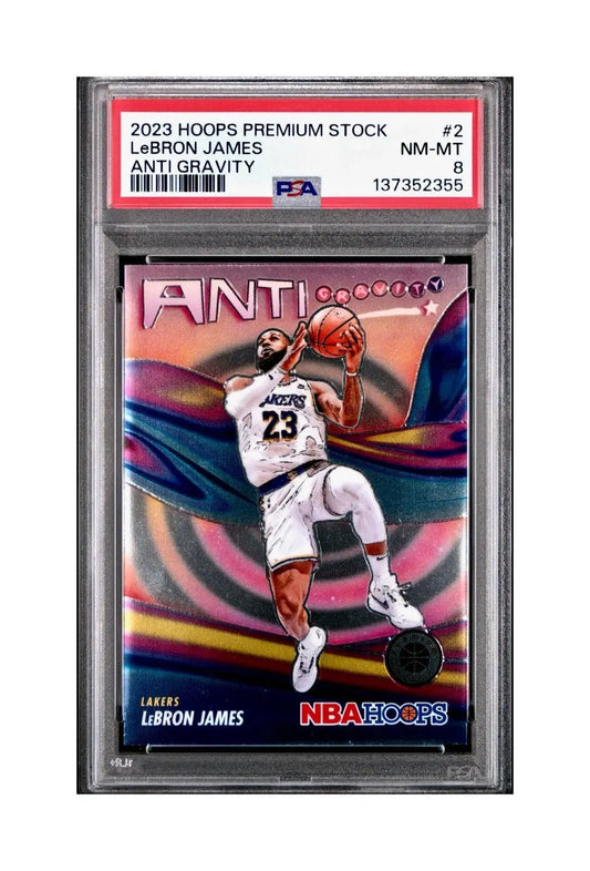 LeBron James 2023 Panini Hoops Premium Anti Gravity #2 PSA 8 NM-MT - Basketball Card Single