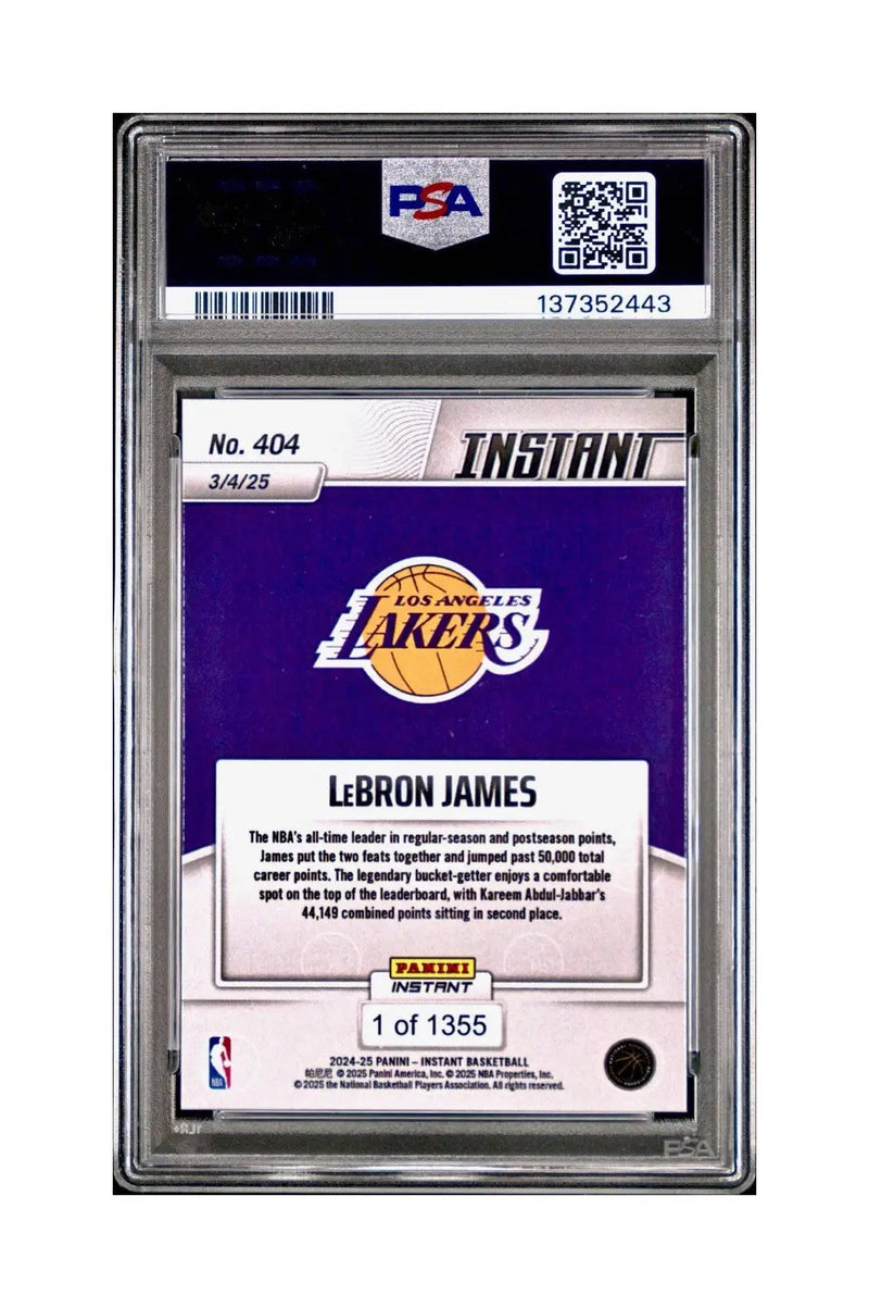 Lebron James 2024 Panini Instant #404 Milestone Moment PSA 10 Gem Mint