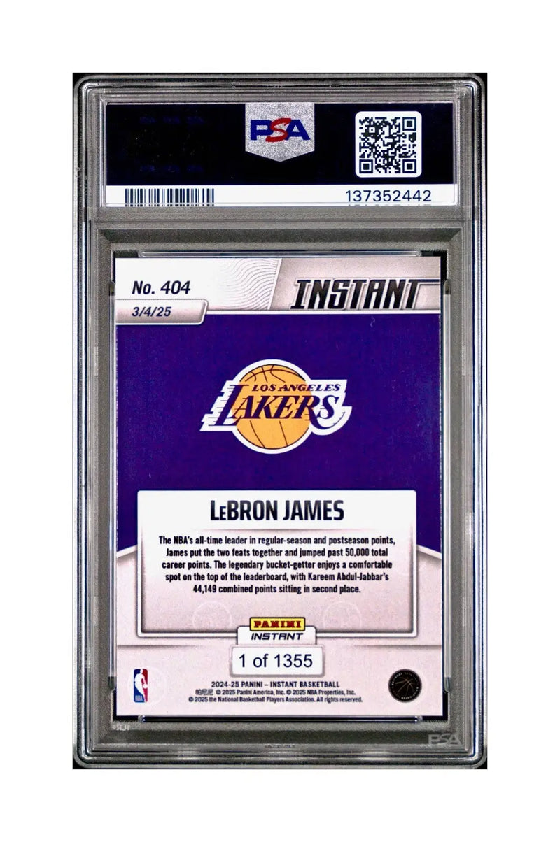 Lebron James 2024 Panini Instant #404 Milestone Moment PSA 10 Gem Mint
