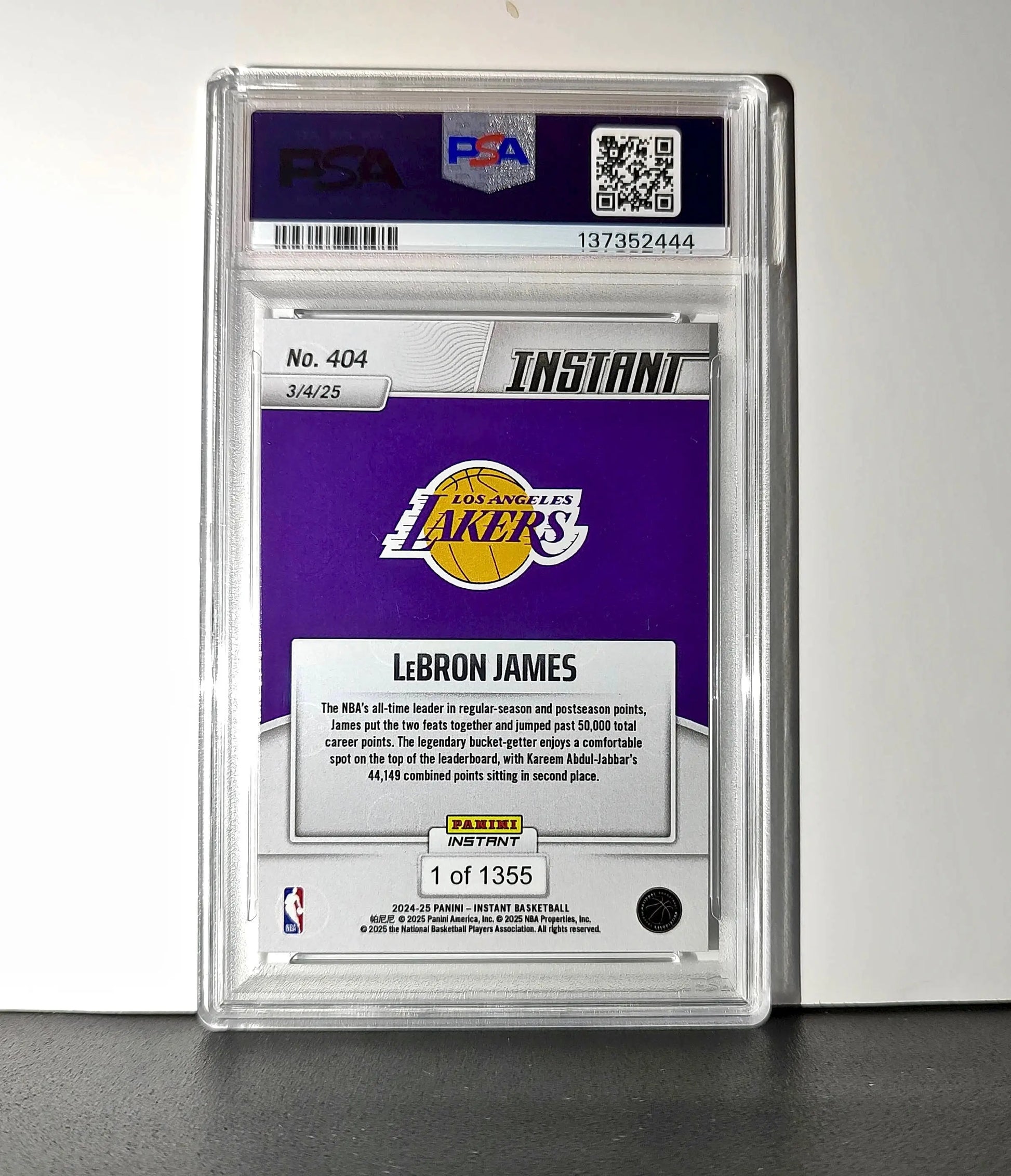Lebron James 2024 Panini Instant #404 Milestone Moment PSA 9 Mint