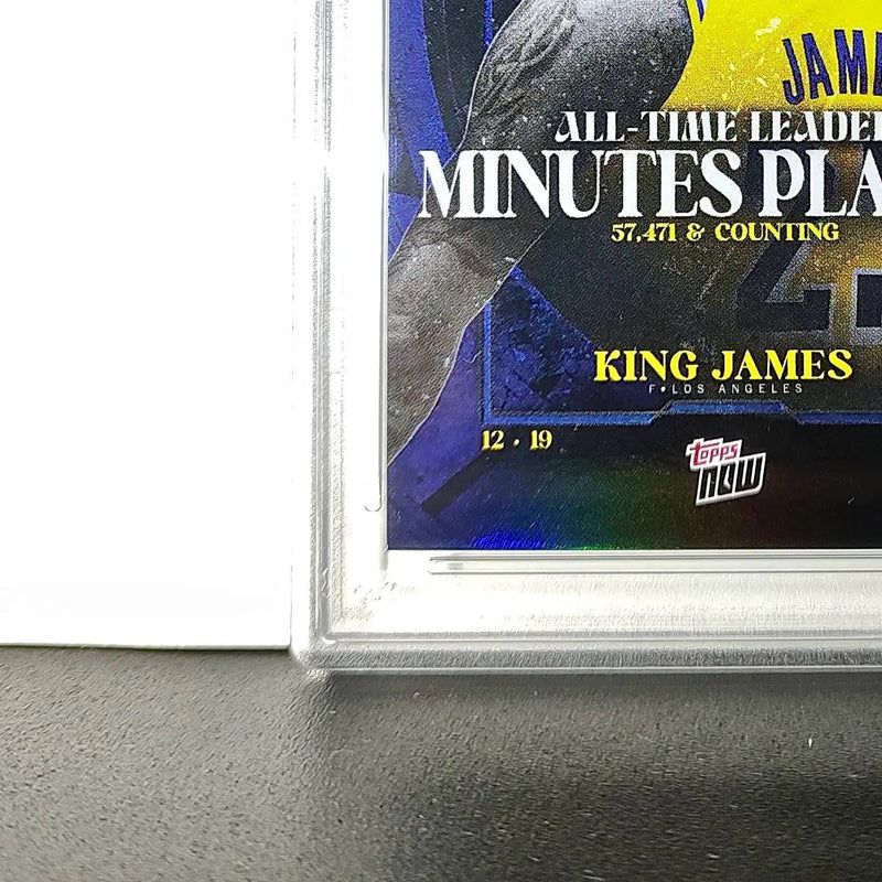 LeBron James 2024 Topps Now #10 All-Time Leader Minutes Played Blue 63/75 PSA 9