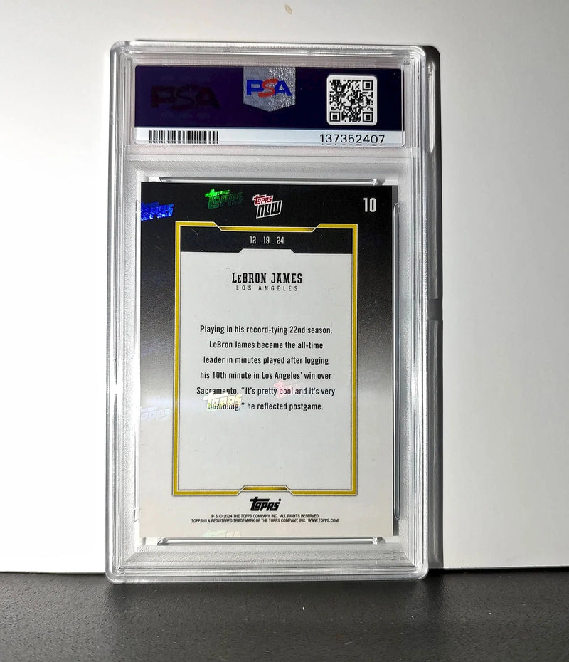LeBron James 2024 Topps Now #10 All-Time Leader Minutes Played PSA 10 Gem Mint