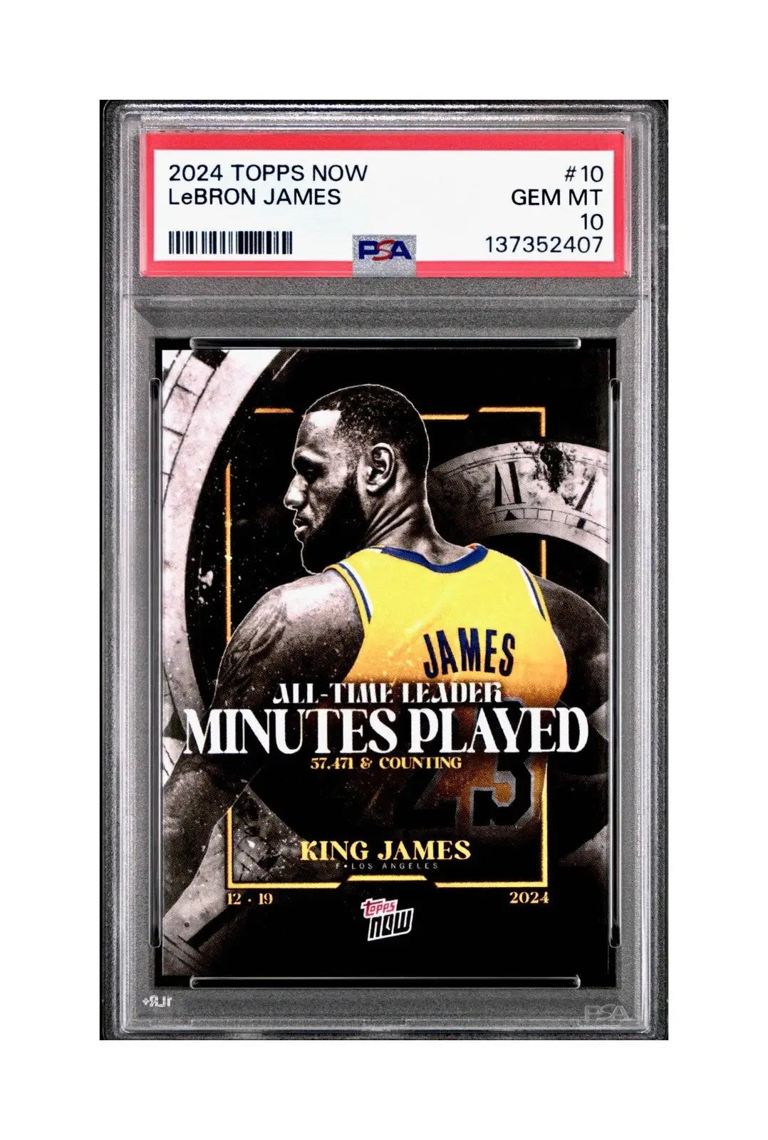 LeBron James 2024 Topps Now #10 All-Time Leader Minutes Played PSA 10 Gem Mint