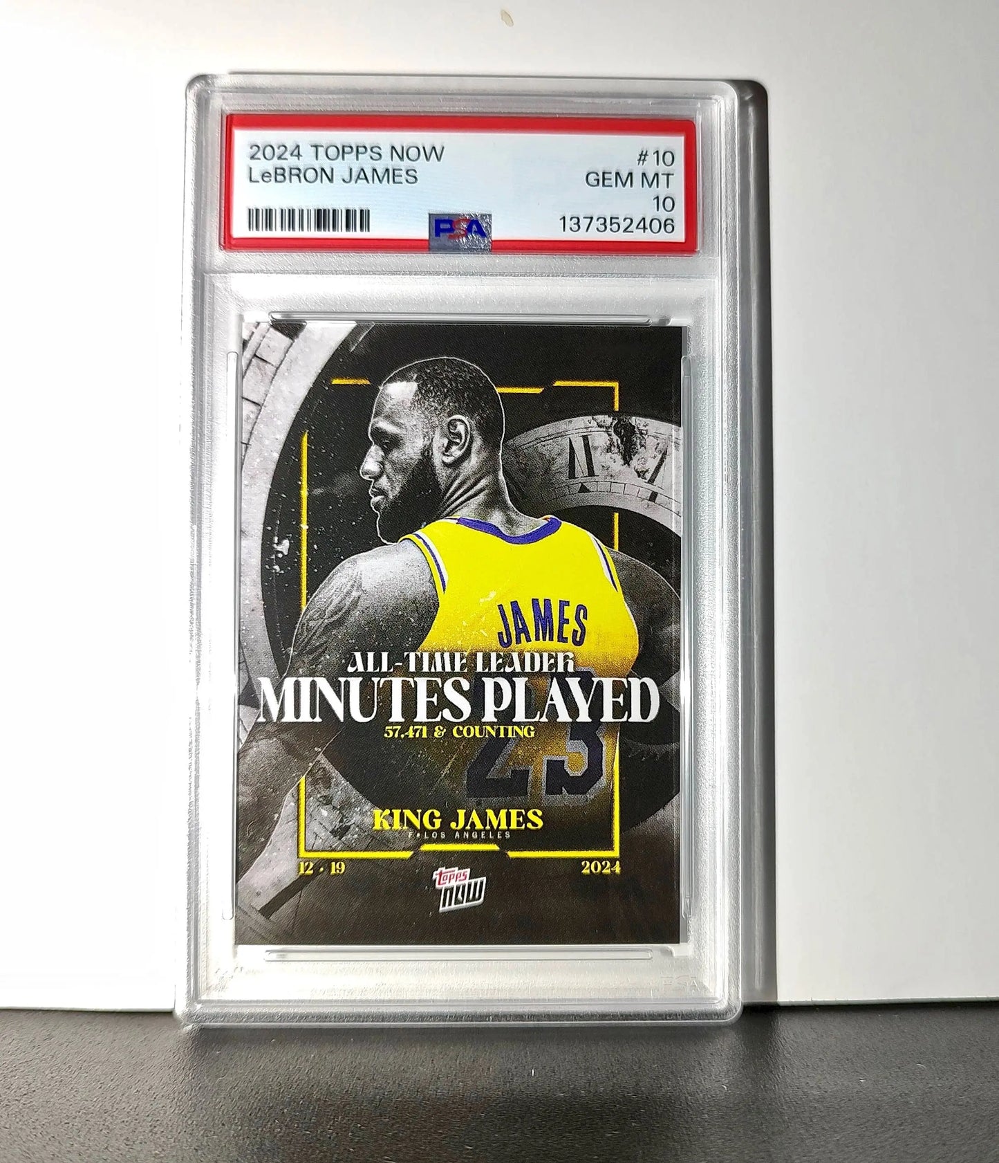 LeBron James 2024 Topps Now #10 All-Time Leader Minutes Played PSA 10 Gem Mint