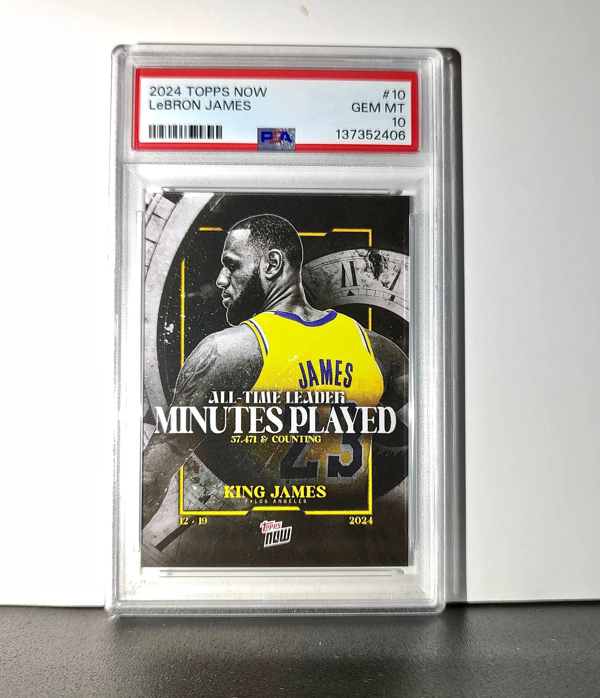 LeBron James 2024 Topps Now #10 All-Time Leader Minutes Played PSA 10 Gem Mint