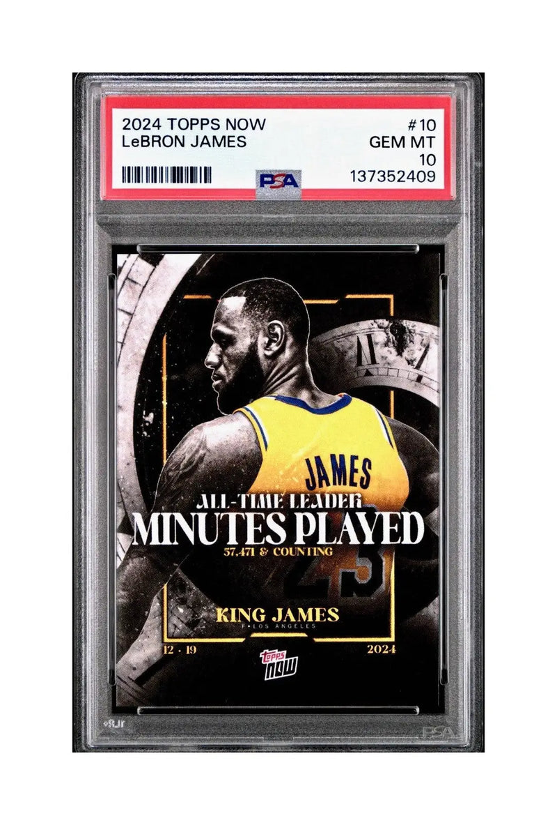 LeBron James 2024 Topps Now #10 All-Time Leader Minutes Played PSA 10 Gem Mint