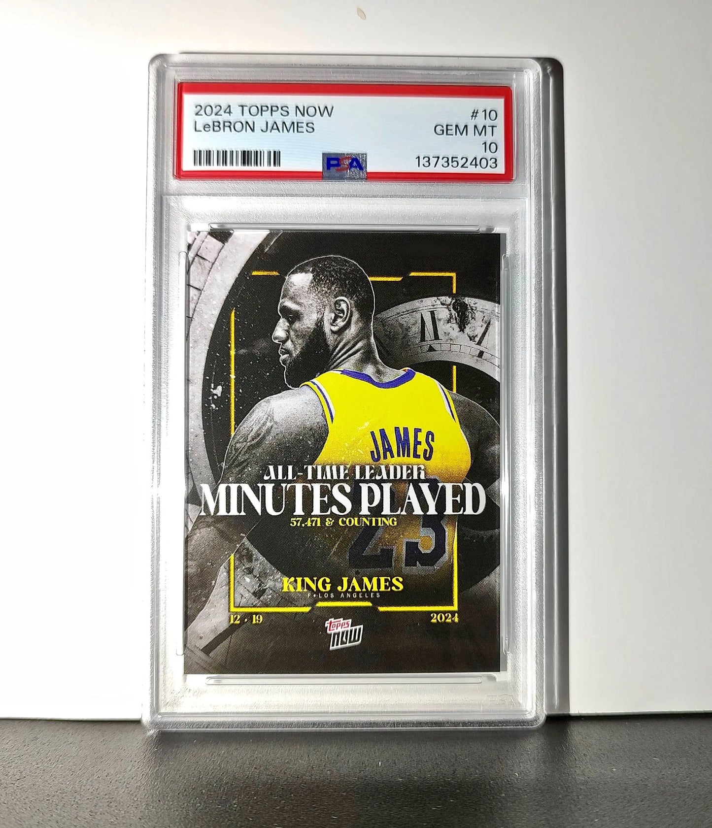 LeBron James 2024 Topps Now #10 All-Time Leader Minutes Played PSA 10 Gem Mint
