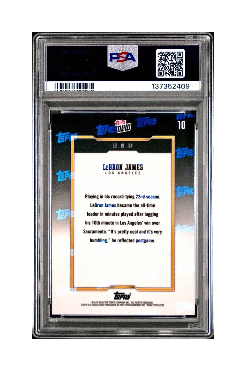 LeBron James 2024 Topps Now #10 All-Time Leader Minutes Played PSA 10 Gem Mint