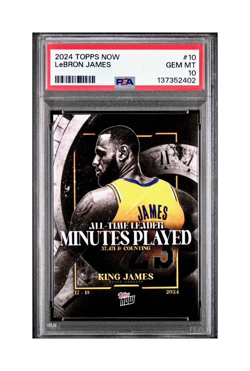 LeBron James 2024 Topps Now #10 All-Time Leader Minutes Played PSA 10 Gem Mint