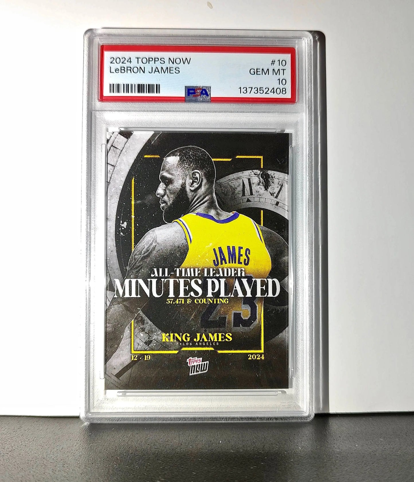 LeBron James 2024 Topps Now #10 All-Time Leader Minutes Played PSA 10 Gem Mint - Basketball Card Single