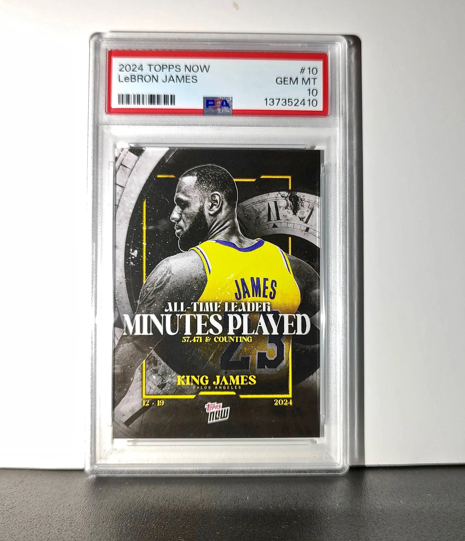 LeBron James 2024 Topps Now #10 All-Time Leader Minutes Played PSA 10 Gem Mint
