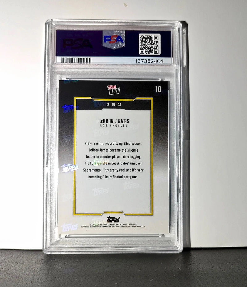 LeBron James 2024 Topps Now #10 All-Time Leader Minutes Played PSA 10 Gem Mint