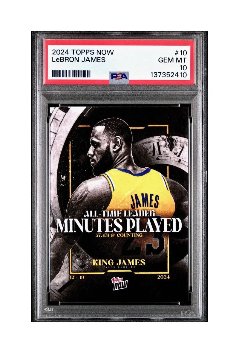 LeBron James 2024 Topps Now #10 All-Time Leader Minutes Played PSA 10 Gem Mint
