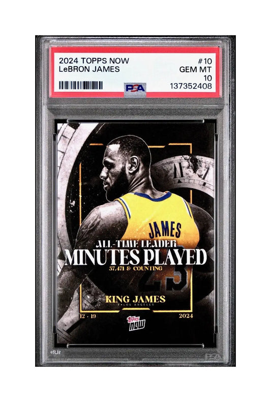 LeBron James 2024 Topps Now #10 All-Time Leader Minutes Played PSA 10 Gem Mint - Basketball Card Single