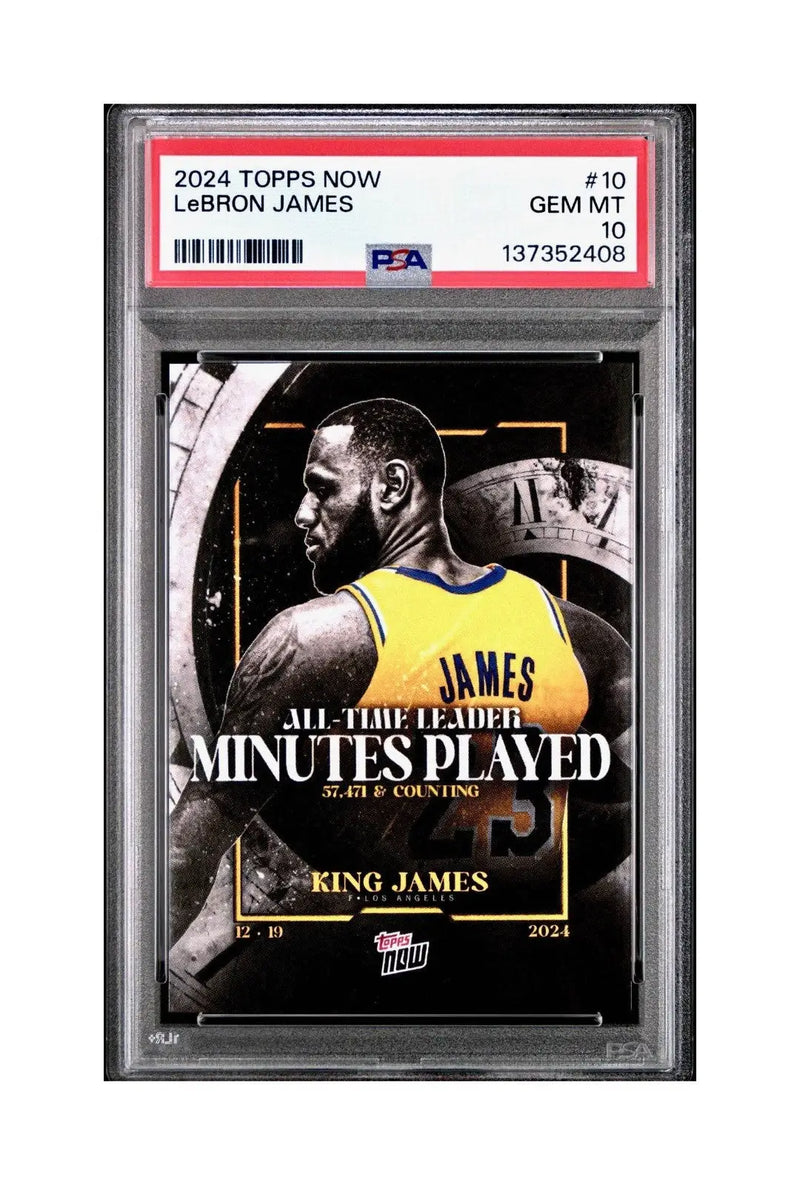 LeBron James 2024 Topps Now #10 All-Time Leader Minutes Played PSA 10 Gem Mint
