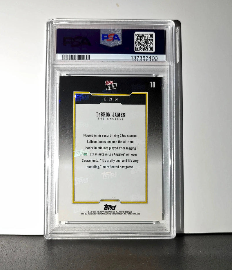 LeBron James 2024 Topps Now #10 All-Time Leader Minutes Played PSA 10 Gem Mint