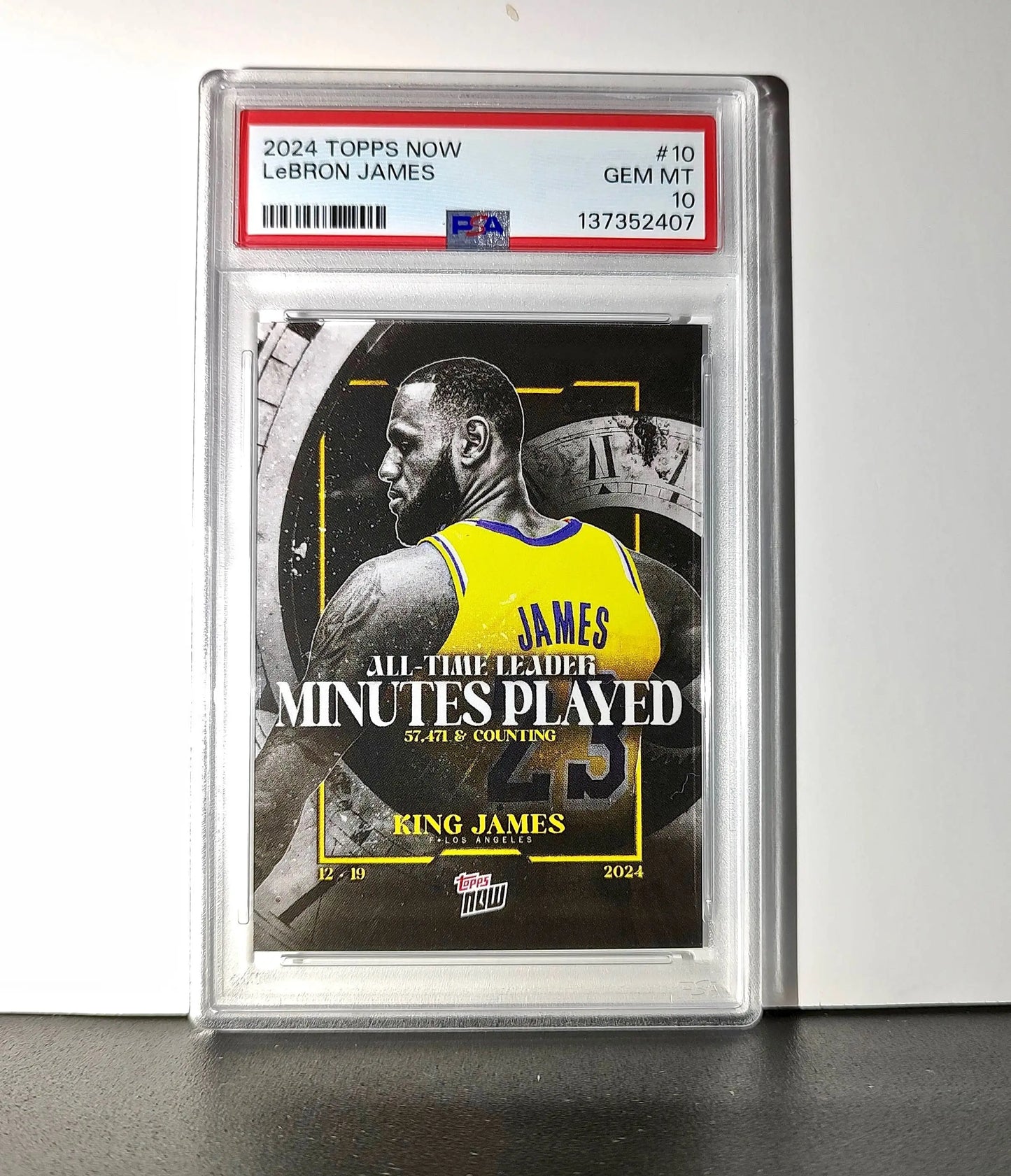 LeBron James 2024 Topps Now #10 All-Time Leader Minutes Played PSA 10 Gem Mint