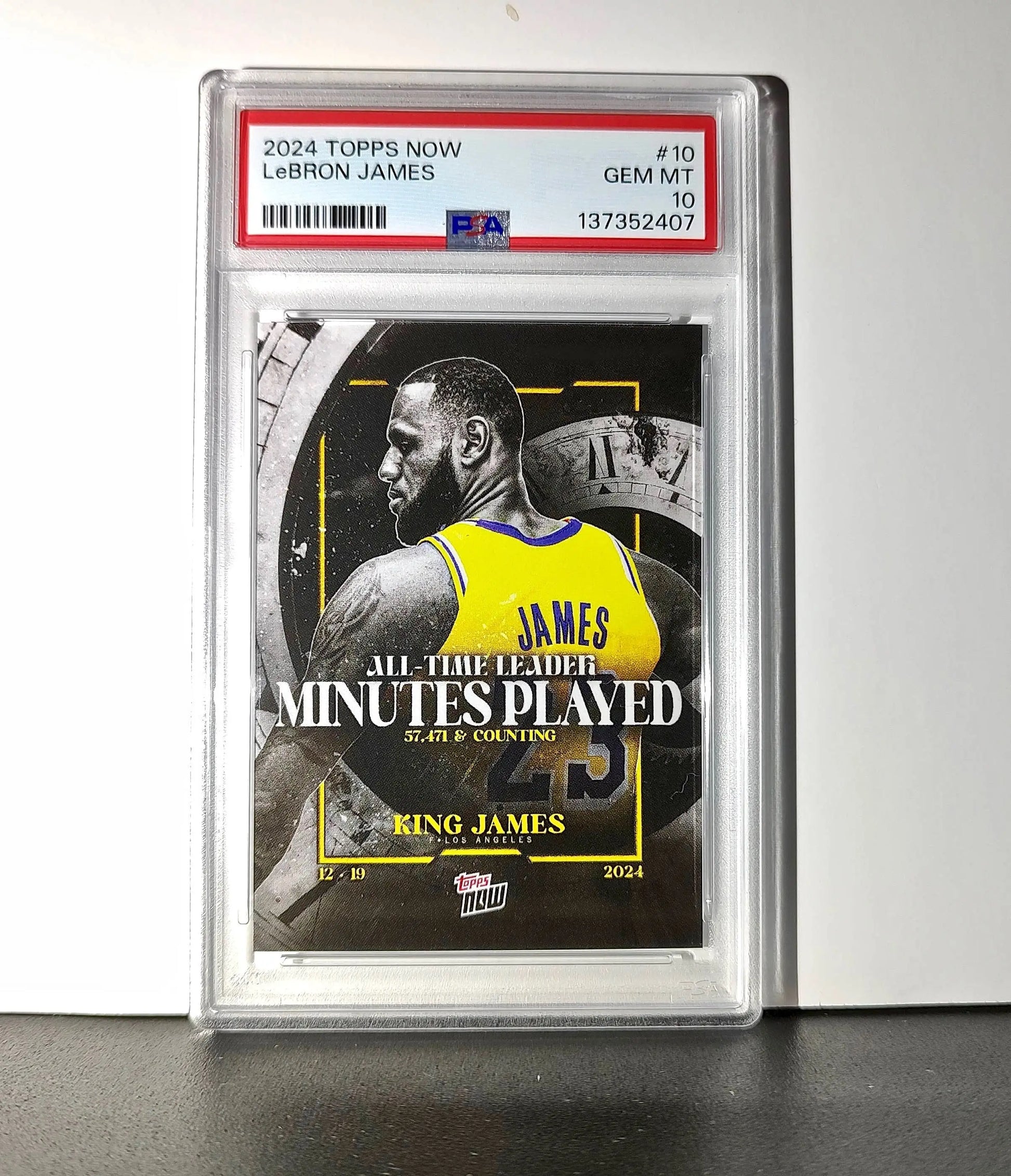 LeBron James 2024 Topps Now #10 All-Time Leader Minutes Played PSA 10 Gem Mint