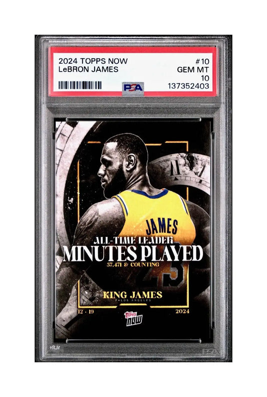 LeBron James 2024 Topps Now #10 All-Time Leader Minutes Played PSA 10 Gem Mint - Basketball Card Single