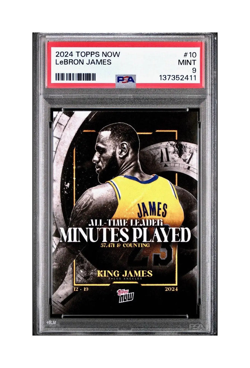 LeBron James 2024 Topps Now #10 All-Time Leader Minutes Played PSA 9 Mint