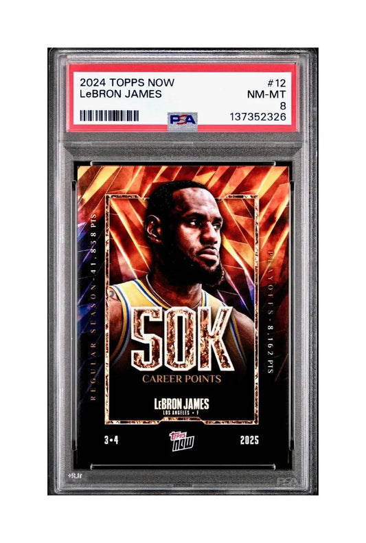 Lebron James 2024 Topps Now 50k Career Points #12 Card PSA 8 NM-MT - Basketball Card Single