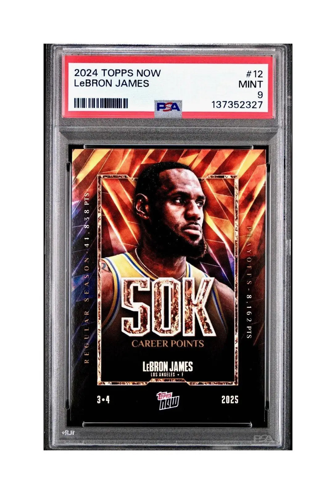 Lebron James 2024 Topps Now 50k Career Points #12 Card PSA 9 Mint - Basketball Card Single
