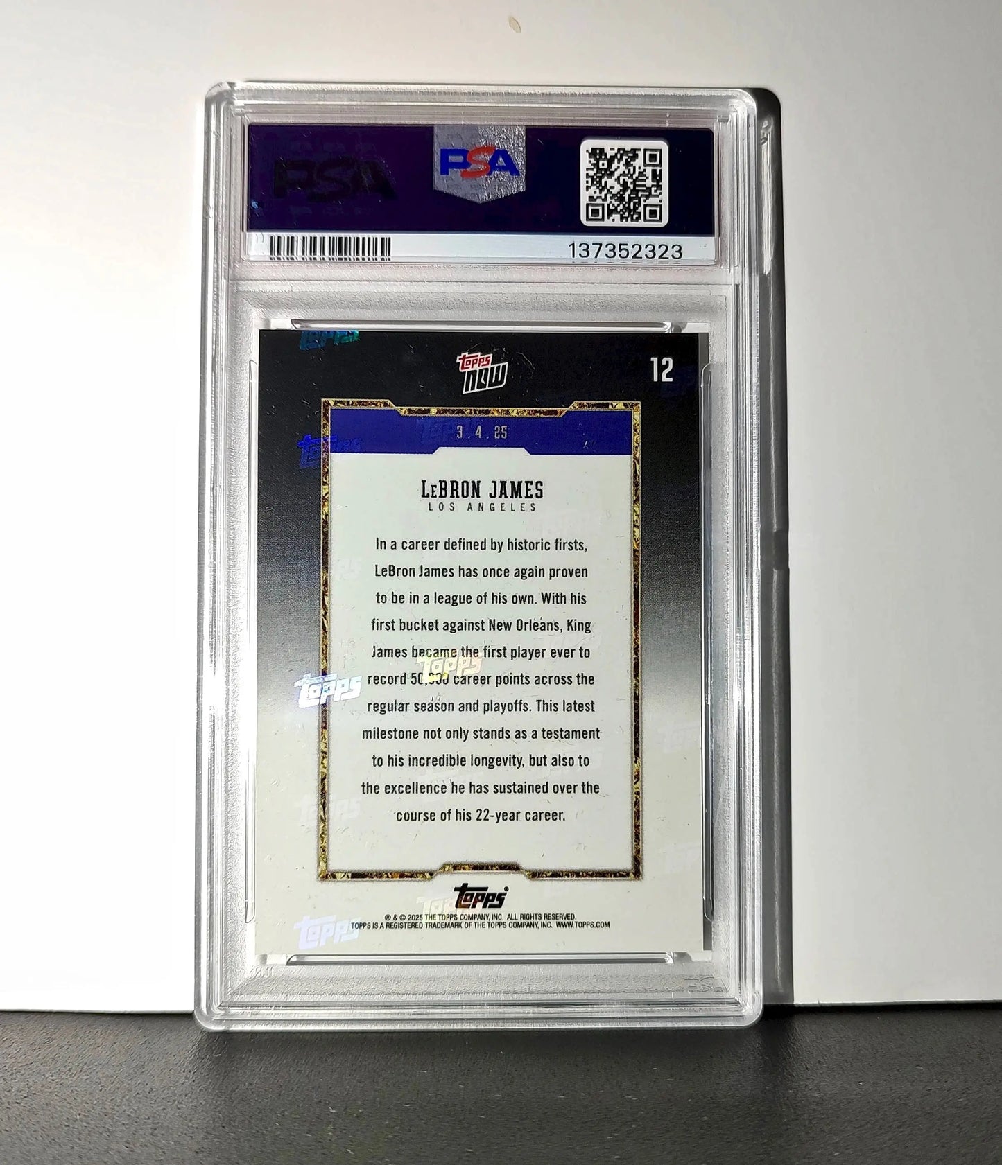 Lebron James 2024 Topps Now 50k Career Points #12 Card PSA 9 Mint