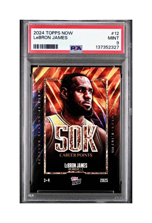 Lebron James 2024 Topps Now 50k Career Points #12 Card PSA 9 Mint - Basketball Card Single