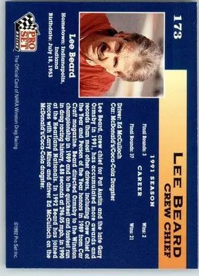 Lee Beard - 1992 Pro Set NHRA - #173 - Racing - Racing Card Single
