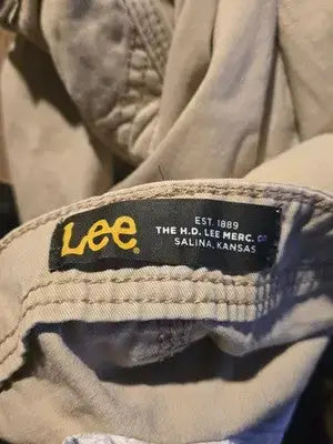 Lee Cargo Shorts Mens 38 Khaki Beige 100% Cotton Multi Pocket Relaxed Fit - Apparel