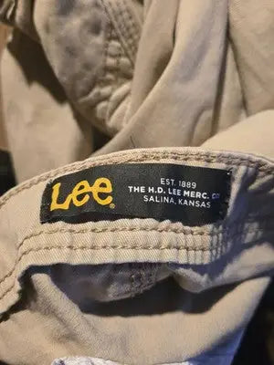 Lee Cargo Shorts Mens 38 Khaki Beige 100% Cotton Multi Pocket Relaxed Fit - Apparel