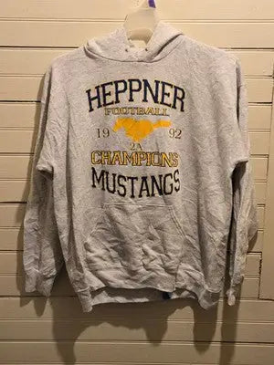 Lee Hoodie Mens XL Vintage Heppner Football 1992 Champions Mustangs Gray - Apparel