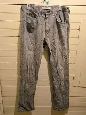 Lee Jeans Mens 36x32 Gray Straight Leg Regular Fit Denim Pants Classic Workwear - Apparel